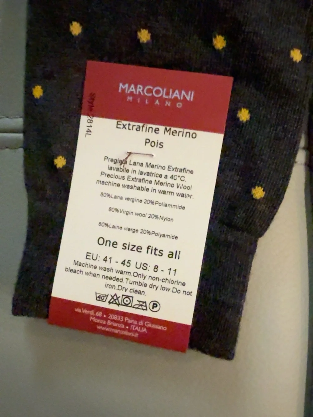 Marcoliani Milano Extrafine Merino Wool Pois Dress Socks NWT Made in Italy